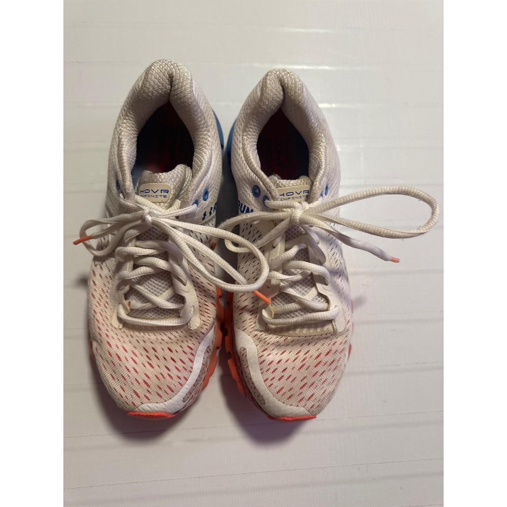 Under Armour HOVR Infinite Womens Running Shoes 7 White‎ Blue Orange 3022597-103